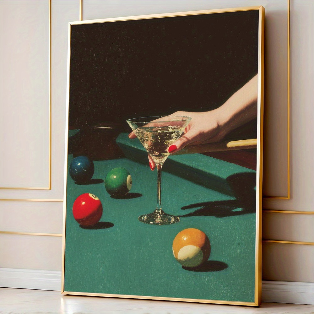 Office Furniture Design - 1 Stück Vintage Billard-Cocktail-Poster, rahmenlose minimalistische