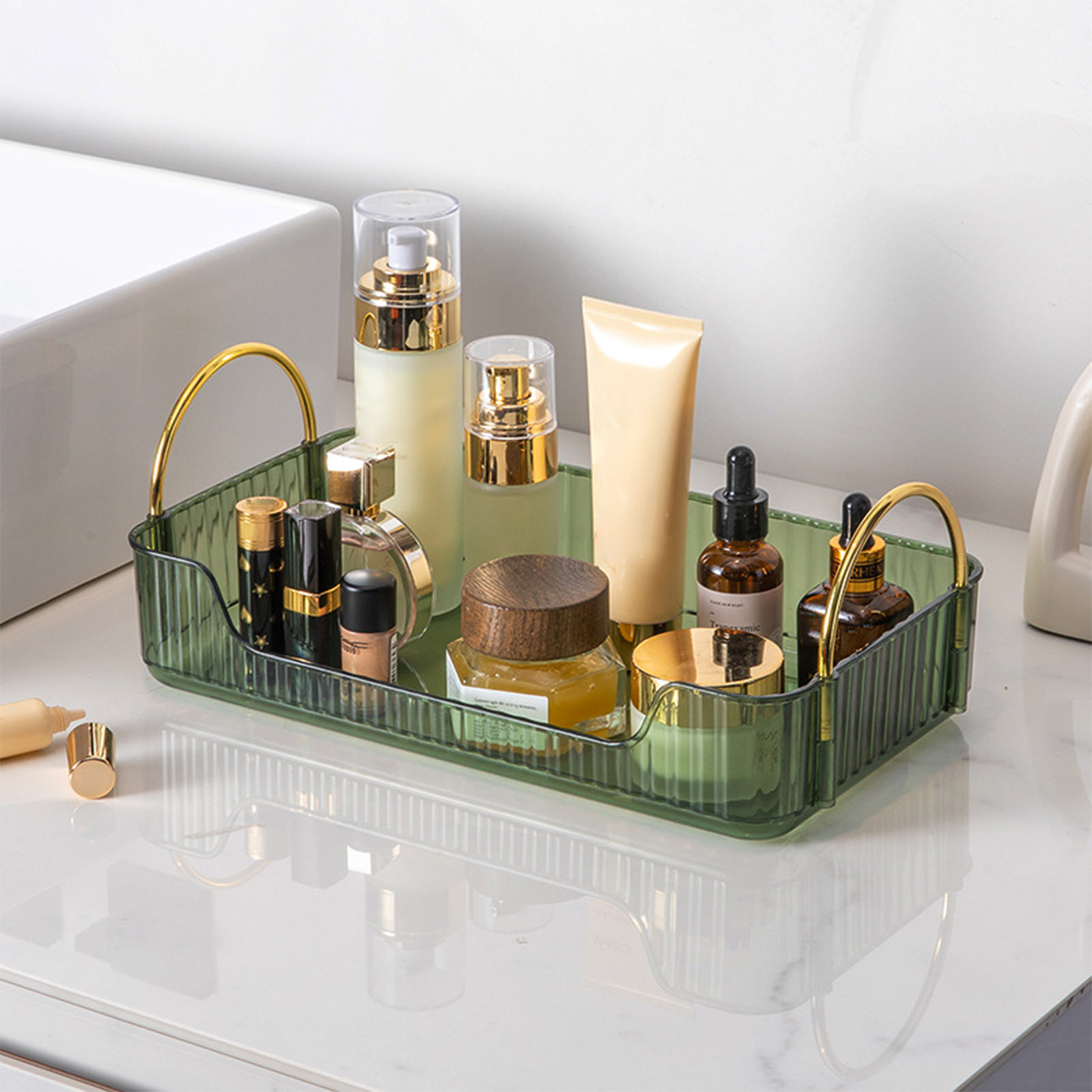 Drawer Organizer Tray - Badezimmer-Organizer, luxuriöser Acryl-Aufbewahrungsständer für Schmuck, Kosmetik,