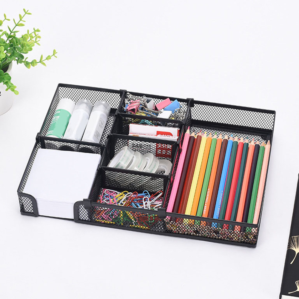 Drawer Organizer Tray - Metall-Büro-Organizer mit mehreren Fächern, Schreibtisch-Aufbewahrung, Netzschubladen-Organizer,