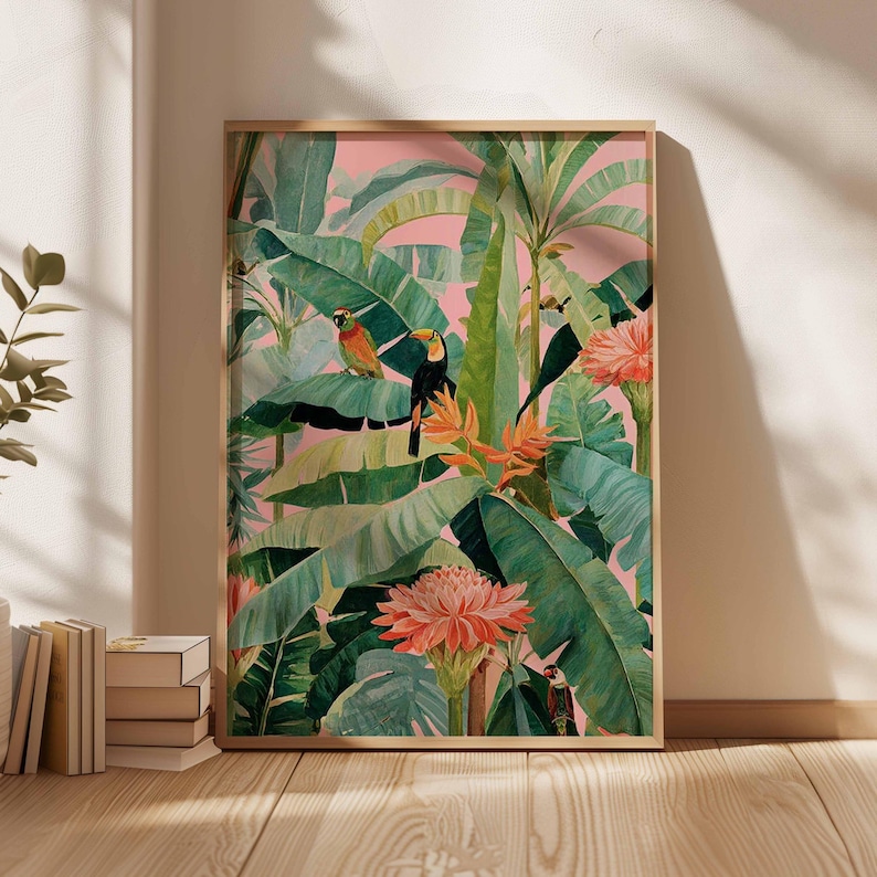 Office Furniture Design - 1 Stück Retro-Tropen-Leinwandposter, ungerahmter botanischer Naturdruck,