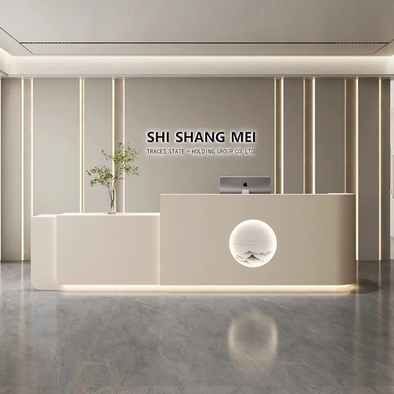 Office Furniture Company - Nordischer Creme-Stil Empfangstheke Moderne Luxus-Bekleidungsgeschäft Firmen-Rezeption