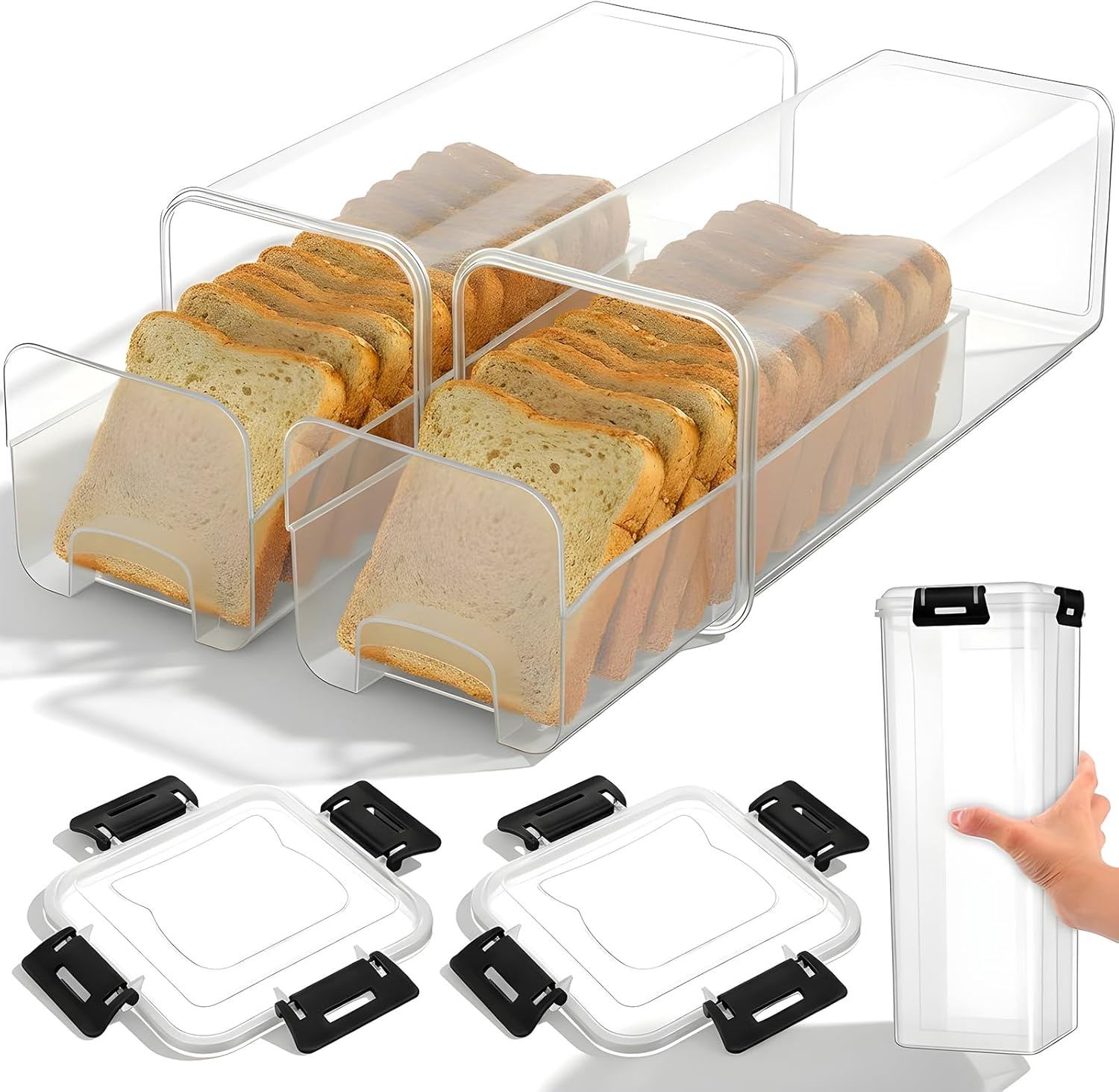 Drawer Organizer Tray - Brotbehälter mit Luftdichtem Deckel Transparente Plastik-Brotbox
