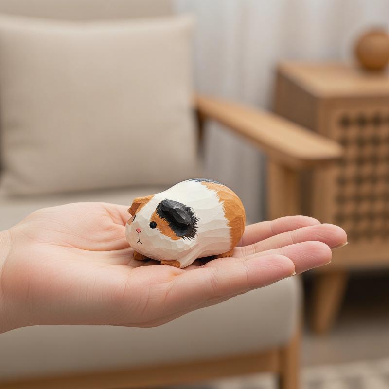 Cubicle Shelf Organizer - Handgeschnitzte dekorative hölzerne Meerschweinchen-Figur, niedliche Cavy-Statue,