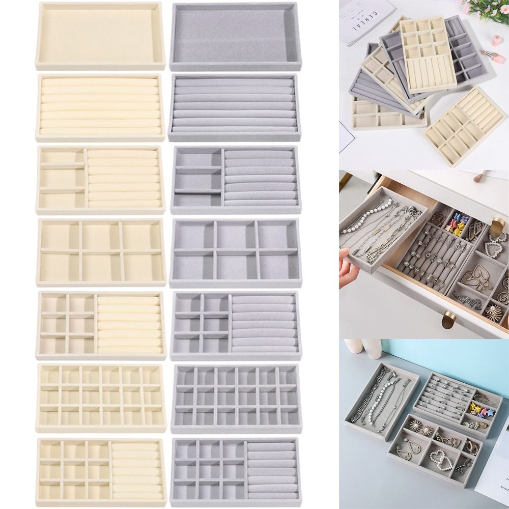 Drawer Organizer Tray - Organizer-Box Stapelbare Samt-Schmuckaufbewahrungsbox Samt-Präsentationstablett Schublade für