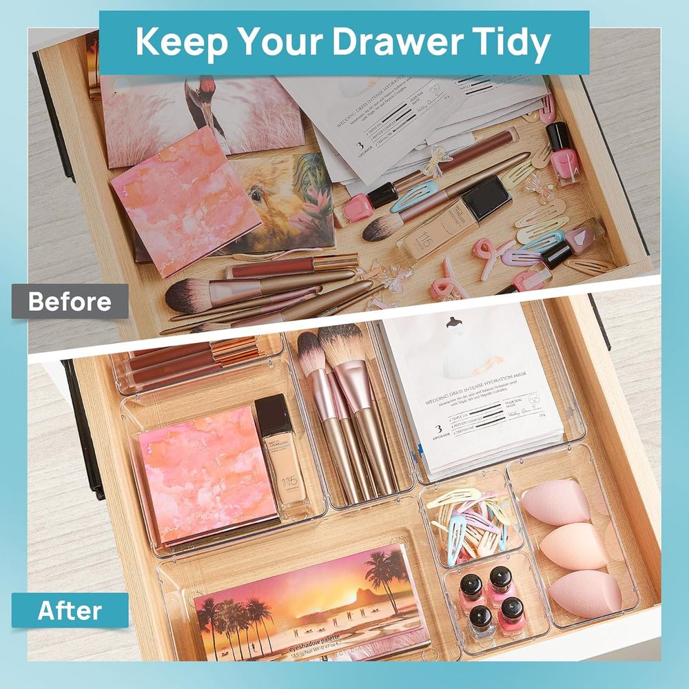 25-teiliges Set durchsichtiger – Drawer Organizer Tray Bewertung und Preis