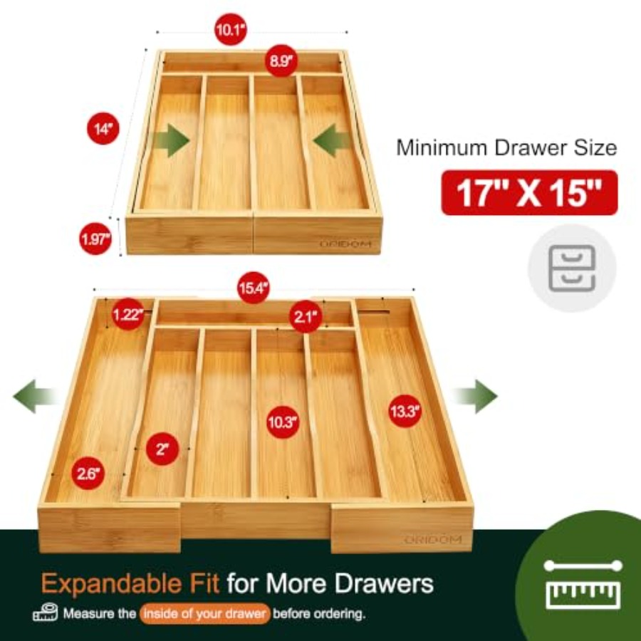 Erweiterbarer Bambus-Küchensch – Drawer Organizer Tray Bewertung und Preis