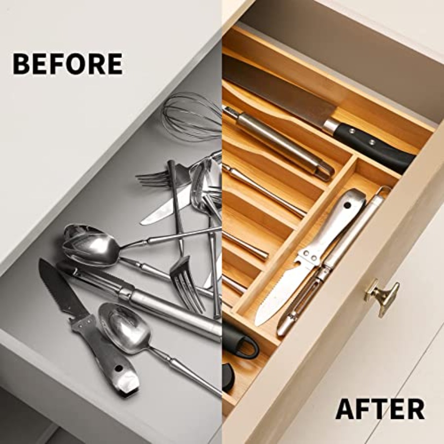 Erweiterbarer Bambus-Küchensch – Drawer Organizer Tray Bewertung und Preis